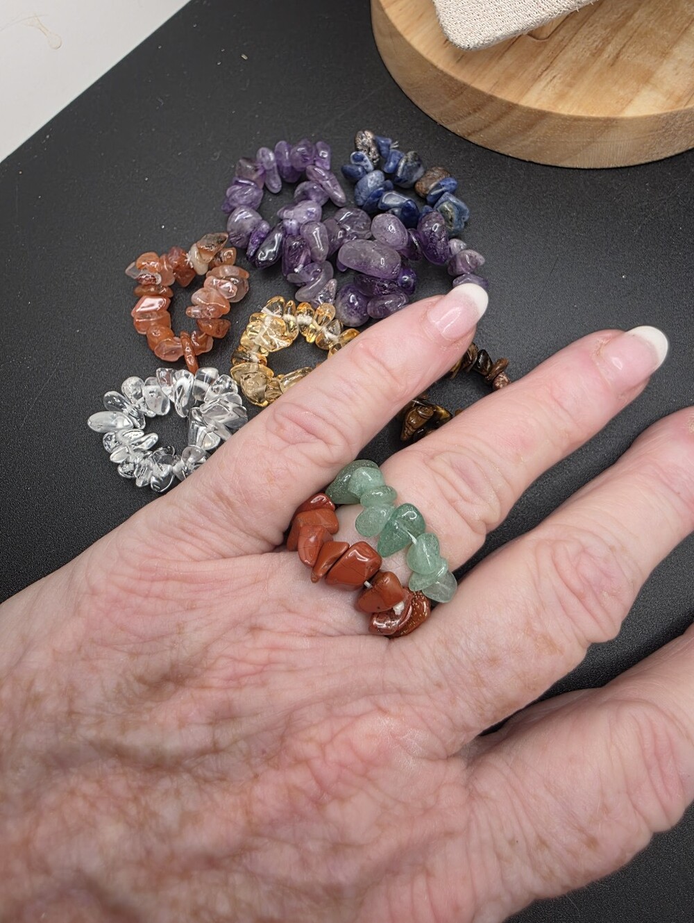 Gemstone Chip Stretch Rings (Set) (2438)